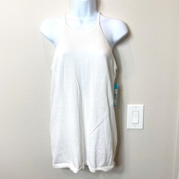 Alice + Olivia Carlie Crochet Tank Open Stitch White Halter Size Medium NWT - Picture 2 of 10
